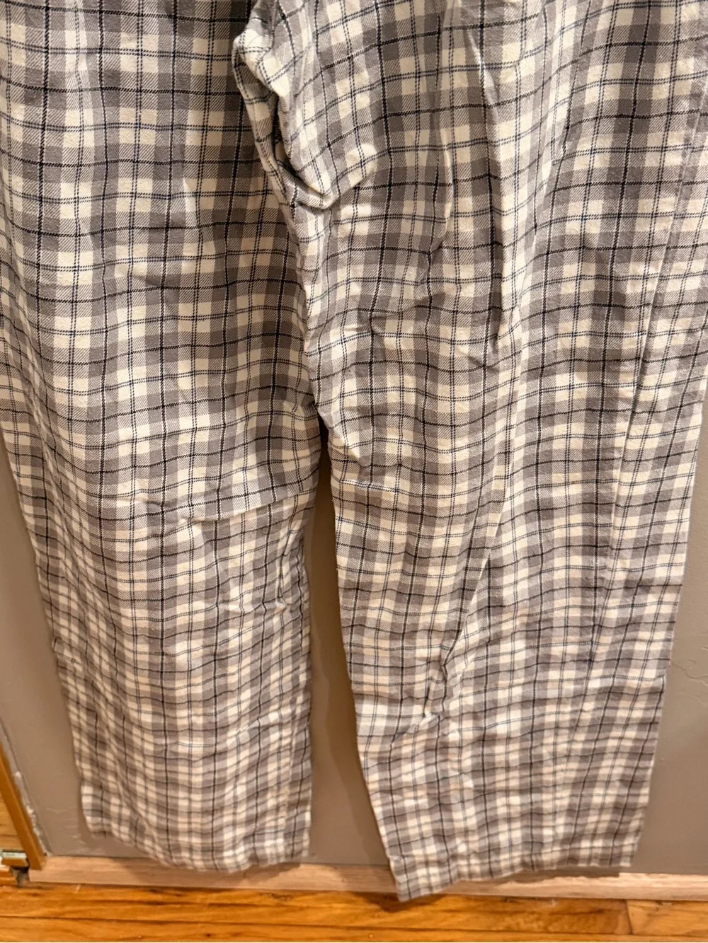 Banana Republic Flannel Gray Plaid Drawstring Lounge Pajama Pants Size M #498